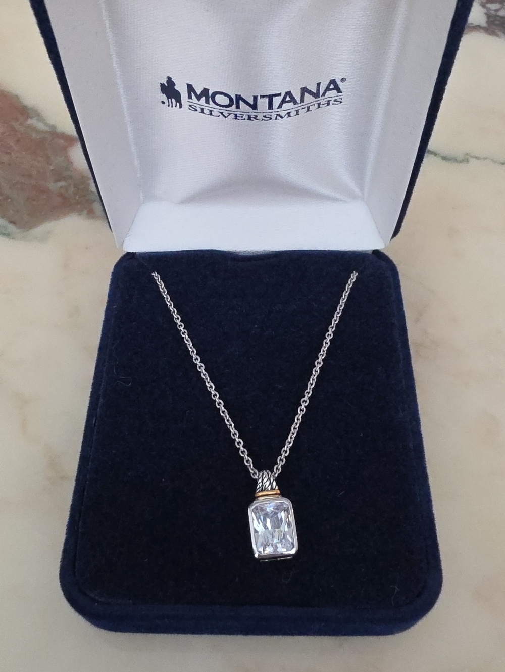 Montana Silversmiths Silver Necklace with Clear Stone Pendant
